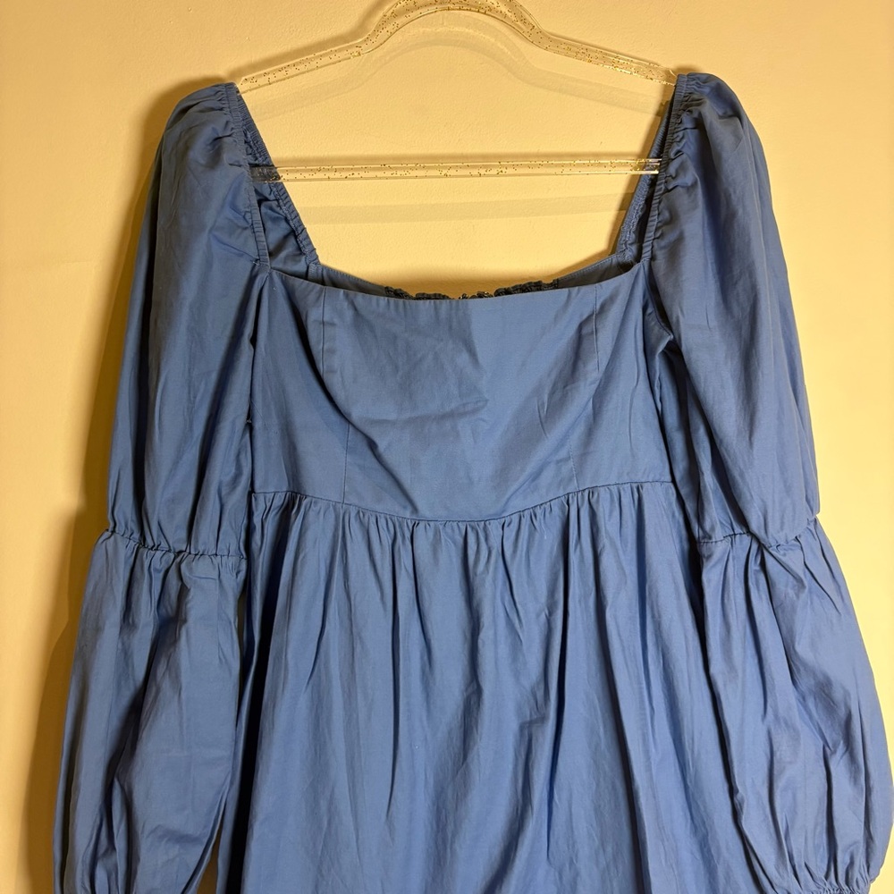 Reformation Michaela Mini Dress in Azure Blue Organic Cotton Sz 4 - Picture 6 of 10